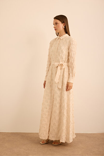 Aker Kumaşı Püskül Yüzeyli Cotton Gömlek Elbise