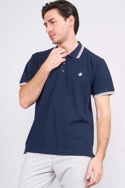 Çetinkaya Chester Polo 3945 Men's Polo Neck Combed Cotton Pique T-Shirt Navy Blue