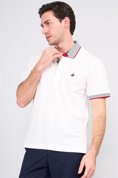 Çetinkaya Chester Polo 3951 Men's Polo Neck Combed Cotton Pique T-Shirt White