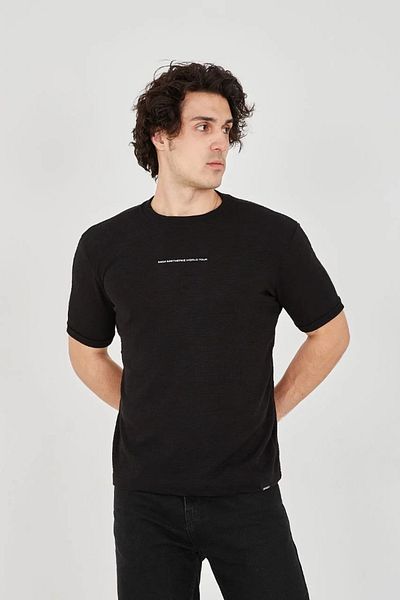Mirage Unisex Jacquard Fabric Slim Fit T-Shirt - Black