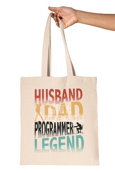 giftkonsept Husband Dad Programmer Legend Printed Software Engineer Printed Gift Organic Raw Cloth Bag