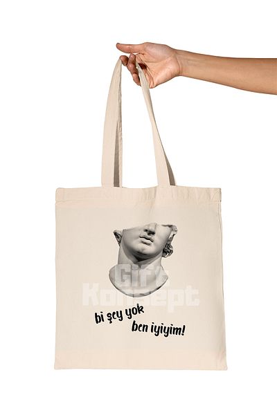 giftkonsept Artistic and Fun Sculpture Printed Gift Organic Raw Cloth Bag