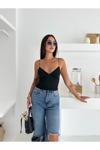 02Lady Fashion Diver Fabric Crop with Rope Strap