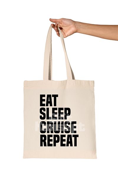 giftkonsept Eat Sleep Cruise Repeat Printed Gift Organic Raw Cloth Bag