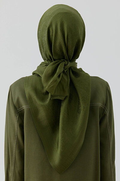 Tuğba Etnik Şal Desenli Naturel Eşarp - Haki