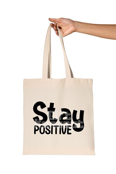giftkonsept Stay Positive Printed Motivational Organic Raw Cloth Bag
