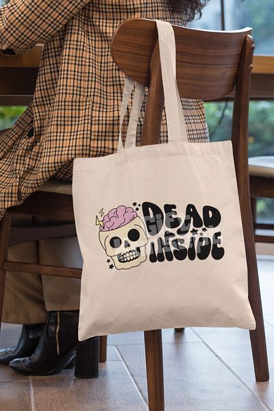 giftkonsept I'M Dead Inside Internal Void Funny Printed Gift Organic Raw Cloth Bag