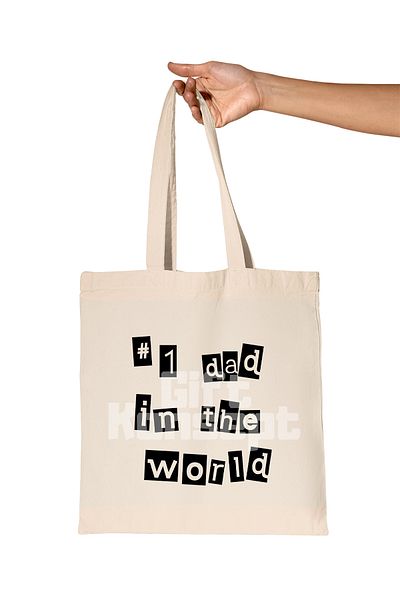 giftkonsept Number One Dad in the World Printed Father's Day Organic Raw Cloth Bag