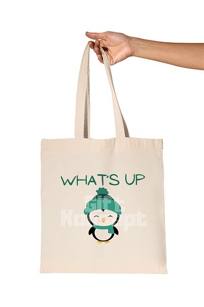 giftkonsept Cheerful Penguin Salute Printed Gift Organic Raw Cloth Bag