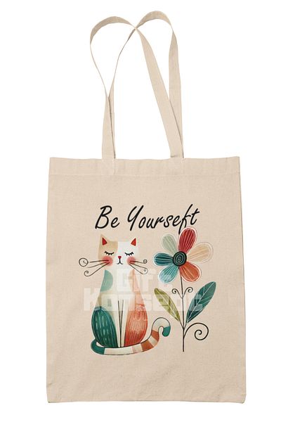 giftkonsept Cat Funny Patterned Humorous Cat Lover Cat Owner Drawing Printed Gift Organic Raw Cloth Bag