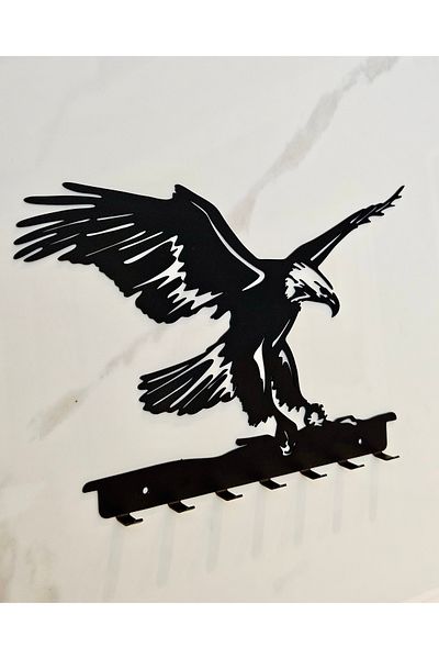 VELUX HOME Predatory Elegance: Black Metal Eagle Keychain