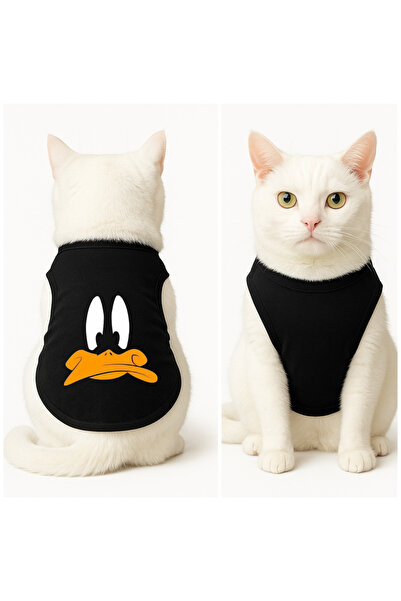 Buddy Store Cat Outfit Clothes Singlet - Duffy Printed Black Singlet - Size L