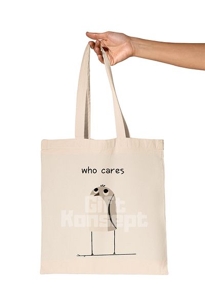 giftkonsept Who Cares Ageless Bird Printed Gift Organic Raw Cloth Bag