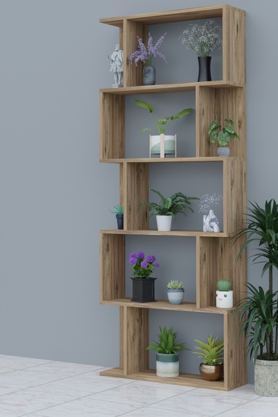 Remaks SCALA 5 RAFLI Çiçeklik Rafı Saksılık Standı Dekoratif Aksesuar Rafı Saksılık-MEŞE