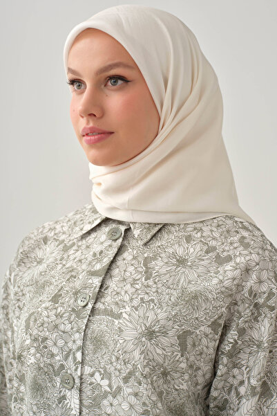 Tuğba Floş Pamuk Naturel Eşarp - Ekru