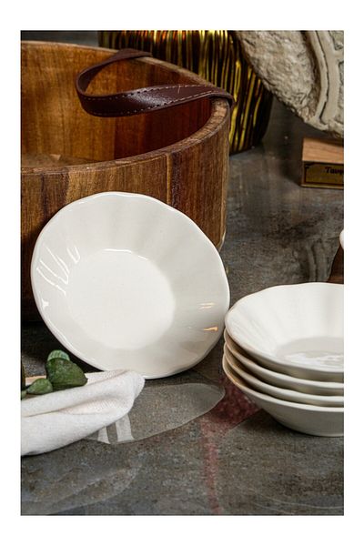 HOMTİVA Acem 6-Piece 11 cm Porcelain Tea Plate Off White