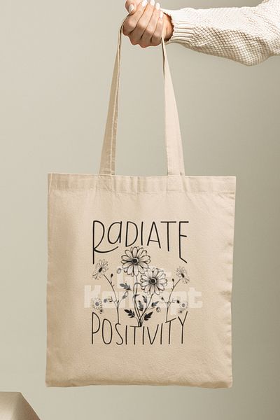 giftkonsept Radiate Positivity Positivity Bow Printed Gift Organic Raw Cloth Bag