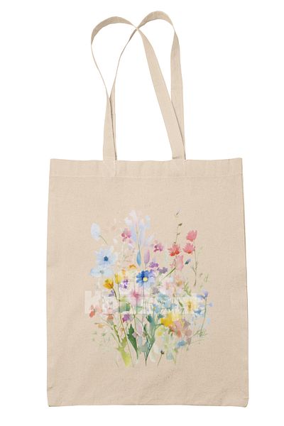 giftkonsept Colorful Summer Flowers Printed Gift Organic Raw Cloth Bag
