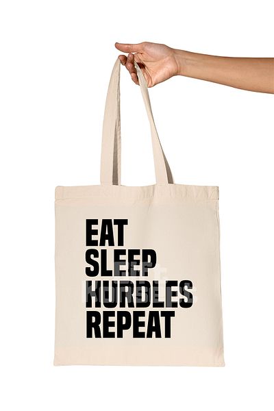 giftkonsept Eat Sleep Hurdles Repeat Printed Gift Organic Raw Cloth Bag