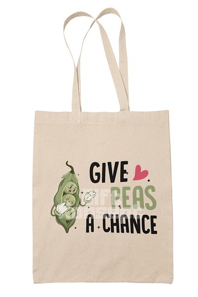 giftkonsept Give Vegan a Chance Printed Gift Organic Raw Cloth Bag