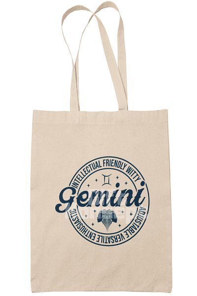giftkonsept Gemini Traits Printed Gemini Zodiac Sign Printed Gift Organic Raw Cloth Bag