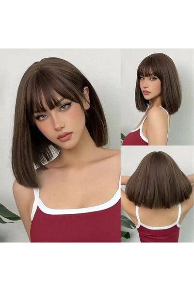 REMY HAİR Kumral Kısa Bob Kesim Vip Peruk