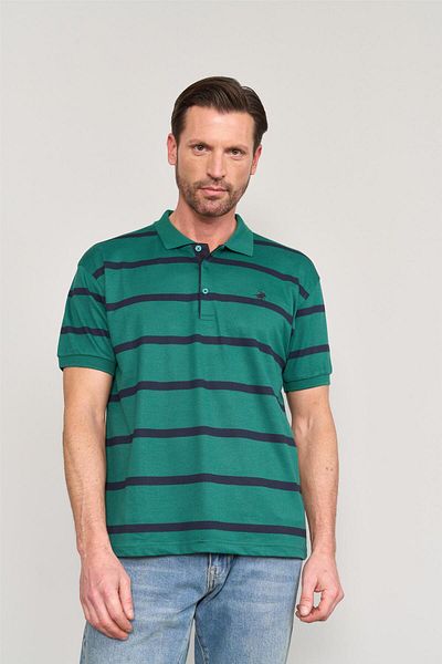 Çetinkaya Chester Polo 3954 Men's Polo Neck Ringel Report T-Shirt Dark Green