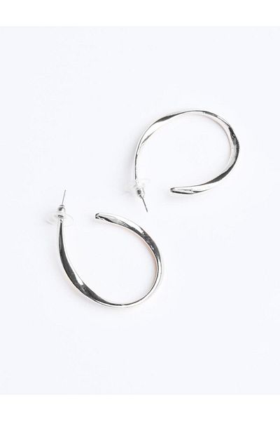 Jimmy Key Silver Color Elegant Half Hoop Earrings