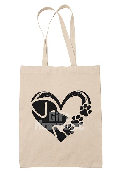 giftkonsept Dog Paw Heart Dog Paw Heart Dog Lover Printed Gift Organic Raw Cloth Bag