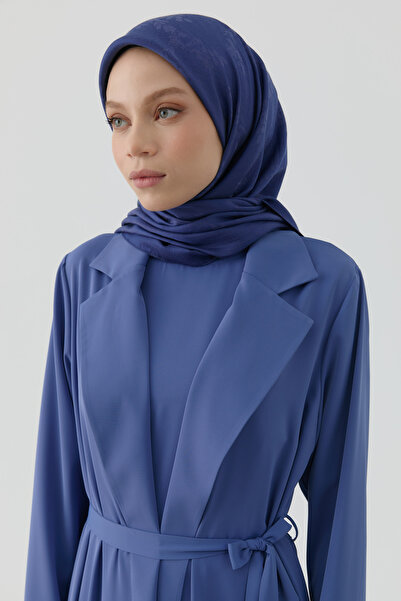 Tuğba Floral Jakar Nida Naturel Eşarp - Lacivert