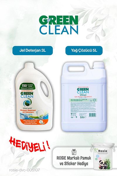 Green Clean Gel Dishwasher Detergent and Degreaser, Rosie Cotton Gift