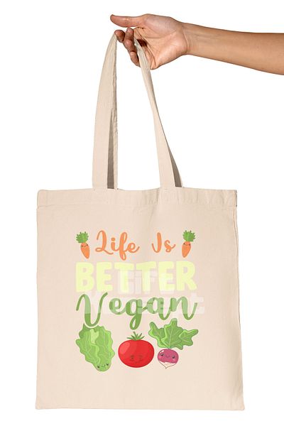 giftkonsept Life Is Better Vegan Printed Gift Organic Raw Cloth Bag