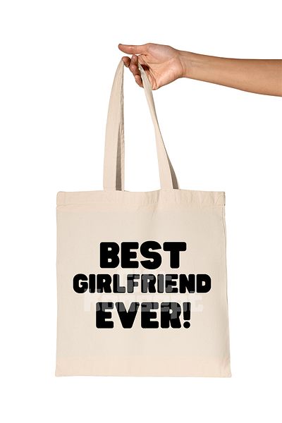 giftkonsept Best Girlfriend Ever Printed Husband Wife Valentines Day Anniversary Gift Organic Raw Cloth Bag