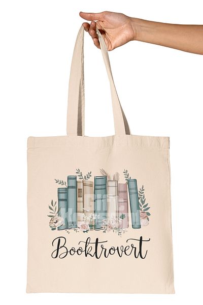giftkonsept Booktrovert 2 Printed Introverted Bookworm Printed Gift Organic Raw Cloth Bag