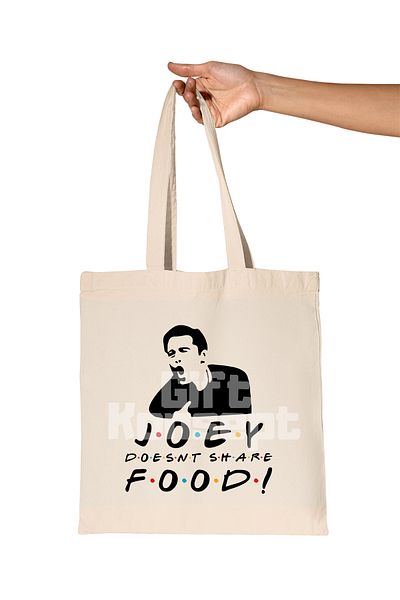 giftkonsept Joey Doesnt Share Food Printed Friends Organic Raw Cloth Bag