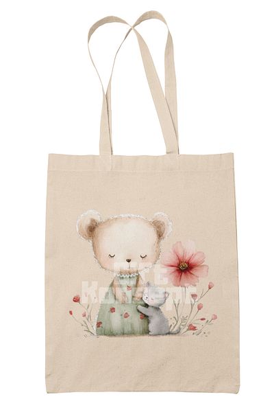 giftkonsept Cute Teddy Bear Printed Gift Organic Raw Cloth Bag