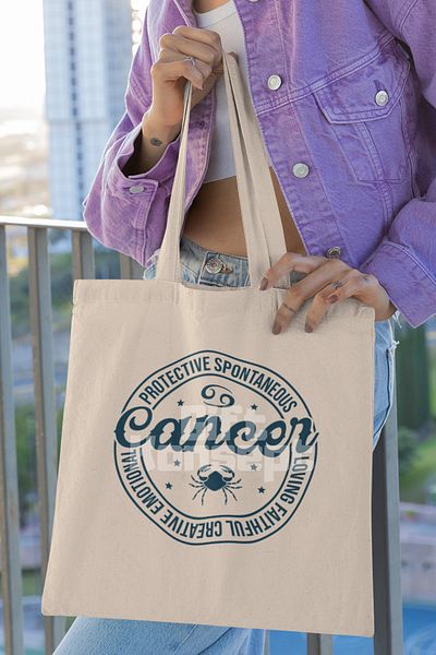 giftkonsept Cancer Traits Printed Cancer Zodiac Sign Printed Gift Organic Raw Cloth Bag