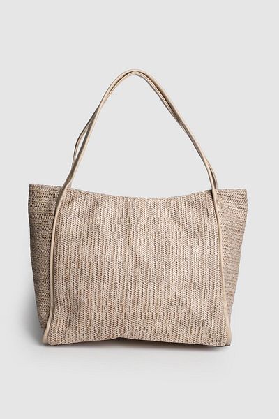 La La'Graccio Paris Lagraccio Paris Women's Aceo Straw-Knitted Large Size Shoulder Bag Mink Straw Mink