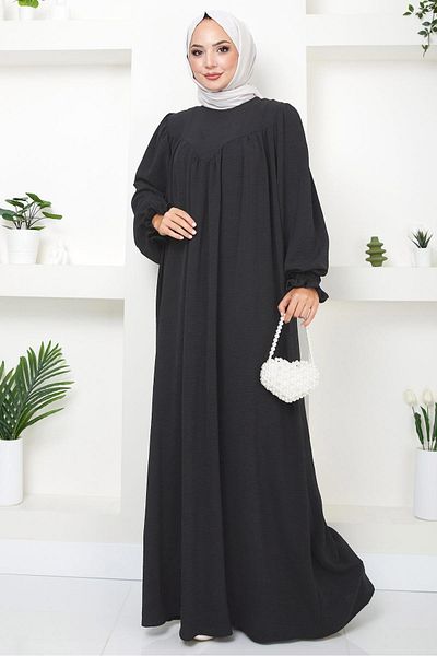 hafsamina Gathered Robe Dress Anthracite Hm2501