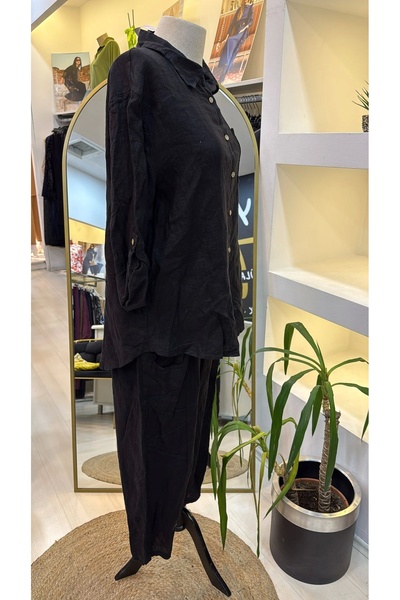 Lino Puro 100% Linen Suit Black