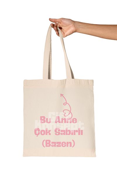 giftkonsept This Mom Is Very Patient Printed Mother's Day Organic Raw Cloth Bag
