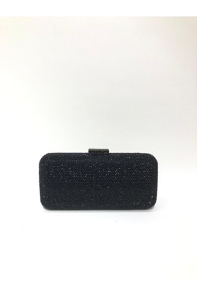 womenacs Black Color Double Side Stone Material Rectangular Shape Evening Dress Portfolio Clutch Wedding Evening Bag
