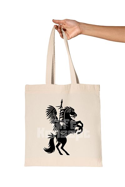 giftkonsept Horse and Indian Printed Gift Organic Raw Cloth Bag