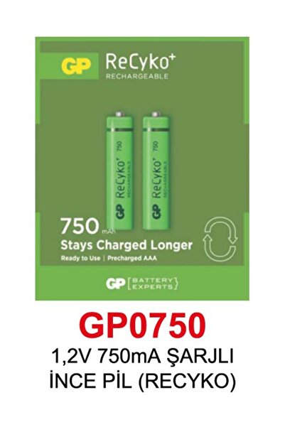 GP 1,2V 750mA ŞARJLI İNCE PİL (RECYKO)