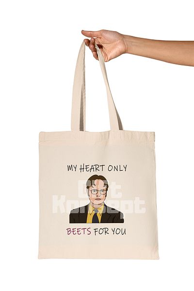 giftkonsept My Heart Only Beets for You Printed the Office Organic Raw Cloth Bag
