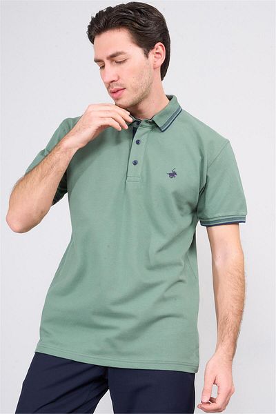 Çetinkaya Chester Polo 3894 Men's Polo Neck 30/1 Pique T-Shirt in Sage