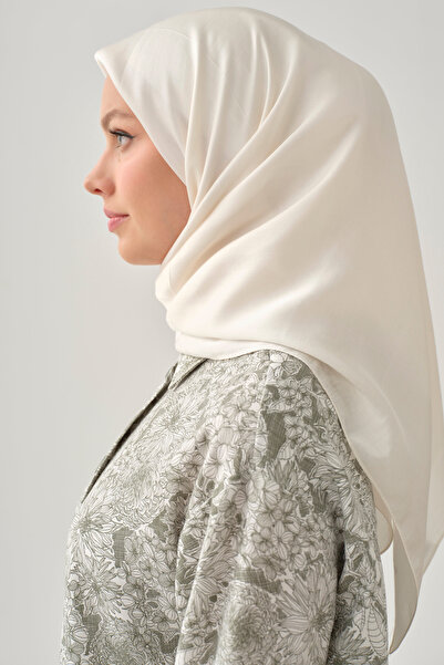 Tuğba Floş Pamuk Naturel Eşarp - Ekru