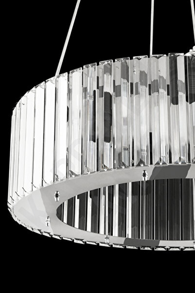 KARDELEN AYDINLATMA AVİZE Kardelen Yuvarlak Yakut Krom 4 Lü 46 cm Kumandalı Lüx Modern Taşlı avize