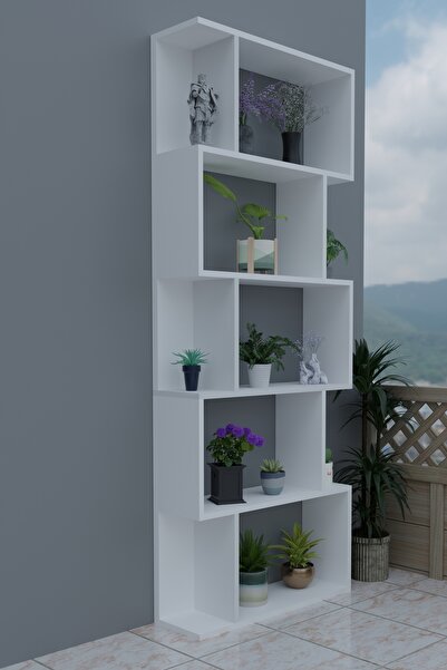 Remaks SCALA 5 RAFLI Çiçeklik Rafı Saksılık Standı Dekoratif Aksesuar Rafı Saksılık-BEYAZ