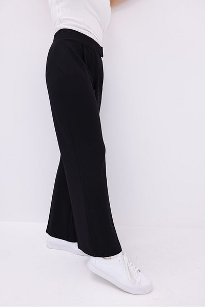 aytenli High Waist Front Pleated Velcro Closure Plus Size Seersucker Palazzo Pants